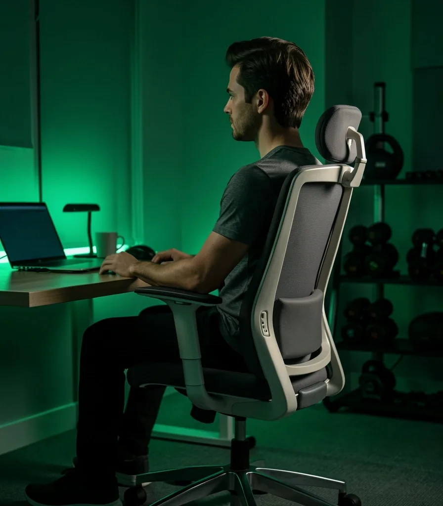 Back support cushion in office chair setting