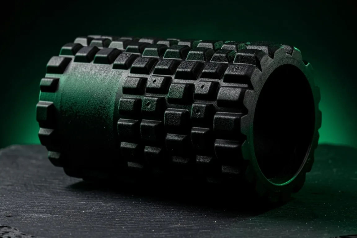 High-density textured foam roller with grid knobs