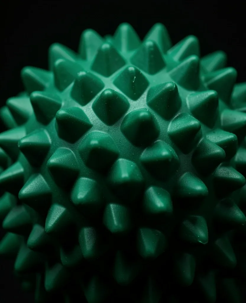 Close-up of a textured massage ball surface